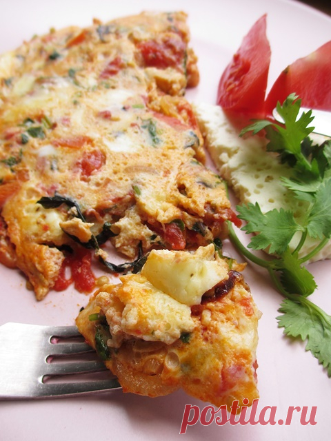 Омлет с помидорами «Чижи-пыжи» | Сало — сила! Тбилисский вариант шакшуки. Это очень вкусно, сытно и ярко во всех отношениях