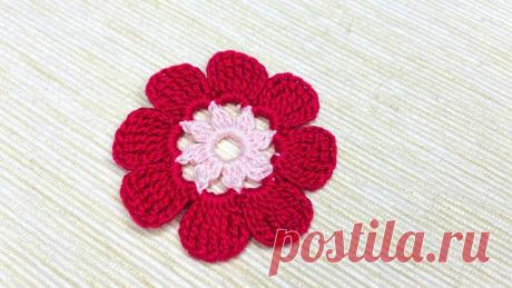 Мастер-класс по вязанию крючком аппликации в виде цветочка. | Повязули. Вязание крючком и вязание С2С. | Яндекс Дзен