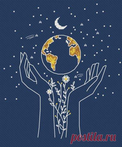 схема для вышивки крестом Спасибо, мир