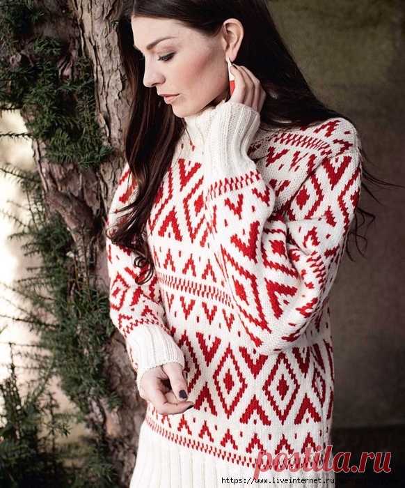 женский свитер и кардиган - жаккард графический