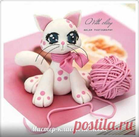 Милый котенок из холодного фарфора - Лепка