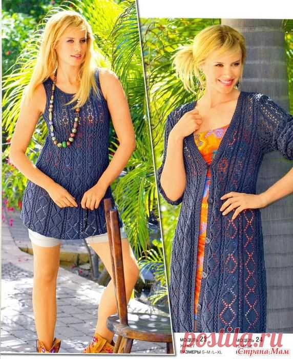 Удлиненный жакет и платье-туника одним узором. Спицы. - ВЯЗАНАЯ МОДА+ ДЛЯ НЕМОДЕЛЬНЫХ ДАМ - Страна Мам