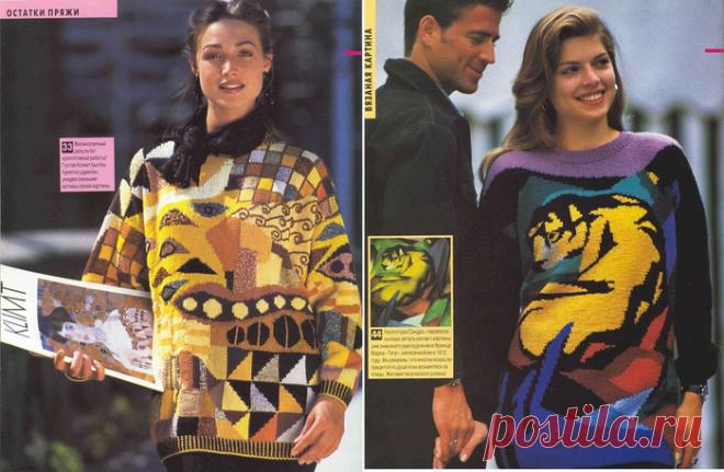 Вязание спицами - Картины спицами на вязаных спицами вещах