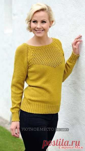 Элегантный пуловер\реглан спицами. Размеры: S (M) L (XL) XXL.  Окружность груди : 92 (98) 105 (111) 118 см.  Длина: 62 (63) 64 (65) 66 см.