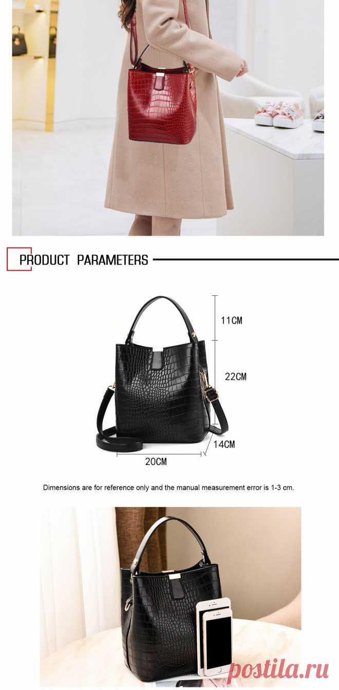 Wholesale Product Snapshot Product name is HJPHOEBAG fashion Crocodile Crossbody Bag For Women Shoulder Bag Designer Women Bags Luxury PU Leather Bag Bucket Handbag YC254