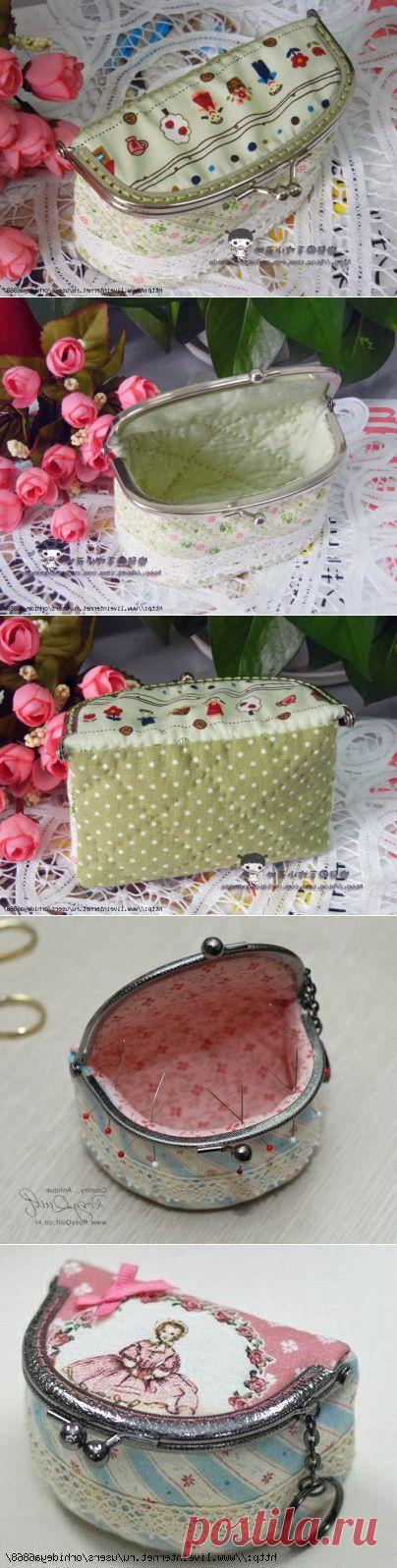 Необычная косметичка с фермуаром. Cosmetic bag with clasp. DIY tutorial