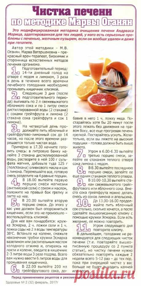 Чистка печени по методике Марвы Оганян
