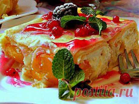 Блины с творогом и фруктами