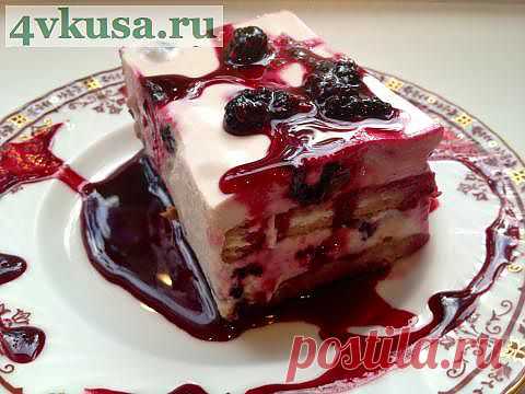 Нежное тирамису с творожно-банановым кремом и ежевикой. | 4vkusa.ru