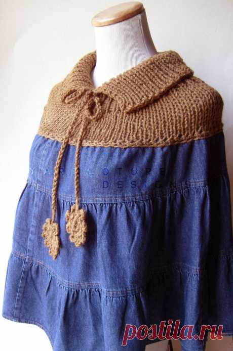 The Old-Meets-New / REPURPOSED Denim Knit Poncho