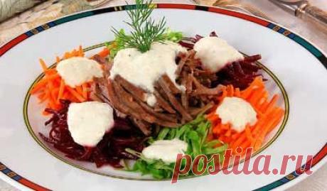 Салат из овощей и языка