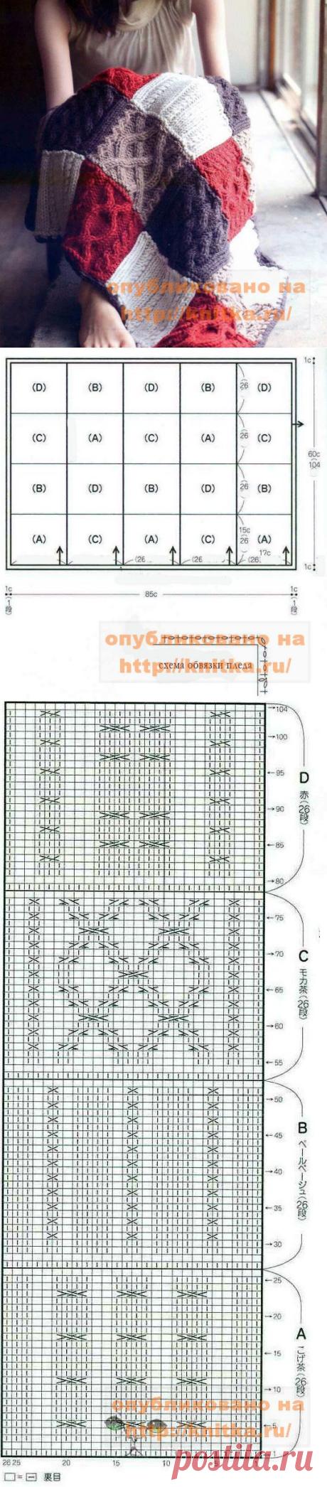 Вязаный плед с аранами из рубрики Вязание для дома. Вязание спицами модели и схемы на kNITKA.ru