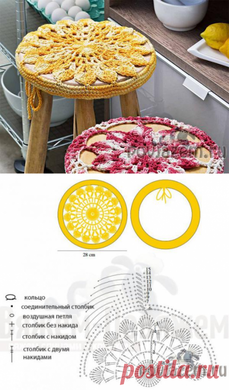 Цветочные сидушки крючком