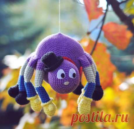 PDF Паучок Порфирьич крючком. FREE crochet pattern; Аmigurumi doll patterns. Амигуруми схемы и описания на русском. Вязаные игрушки и поделки своими руками #amimore - Паук, паучок.