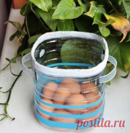 КОРЗИНКА С РУЧКАМИ ИЗ ПЛАСТИКОВОЙ БУТЫЛКИ