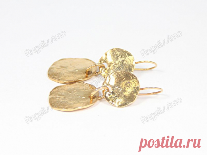 Серьги-зеркала из желтого металла от Amorem