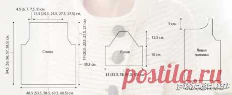 Кардиган спицами с коротким рукавом