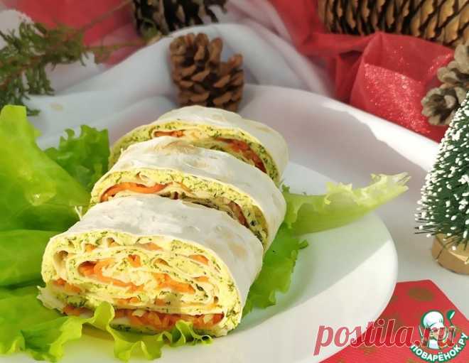Рулет из лаваша с корейской морковью – кулинарный рецепт