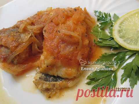 Камбала под красным соусом с базиликом