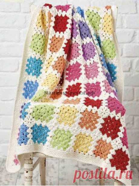 Вязаный крючком детский плед &quot;Радуга&quot; (baby blanket crochet) | Мамины-ручки.рф