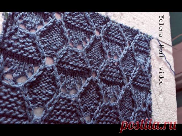 Узор ''Вариации с ромбами''. Видео МК | Вязание спицами для начинающих Ажурно-рельефный узор.