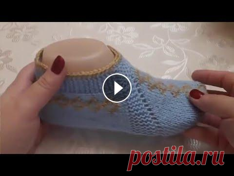 Тапочки следки на двух спицах, без шва №7  / patik modelleri Подошва 22-23 см. Подпишитесь на новый канал!!!...