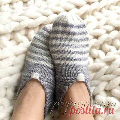 Самые легкие тапочки спицами