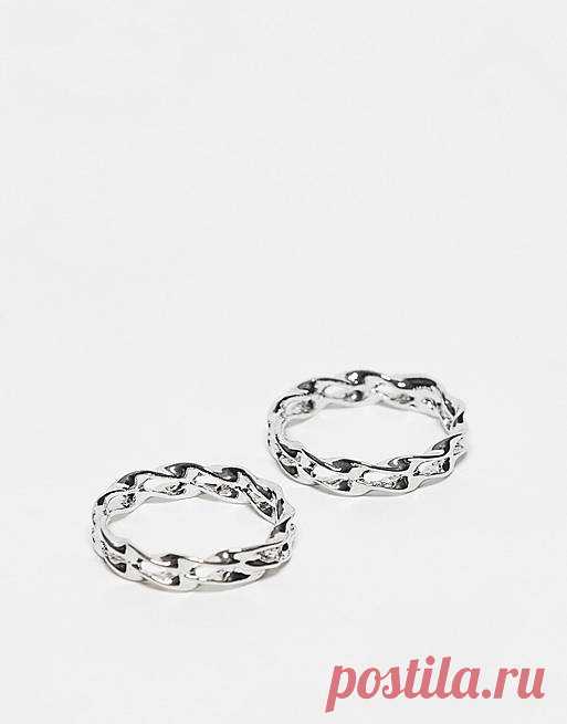SVNX silver textured ring set | ASOS