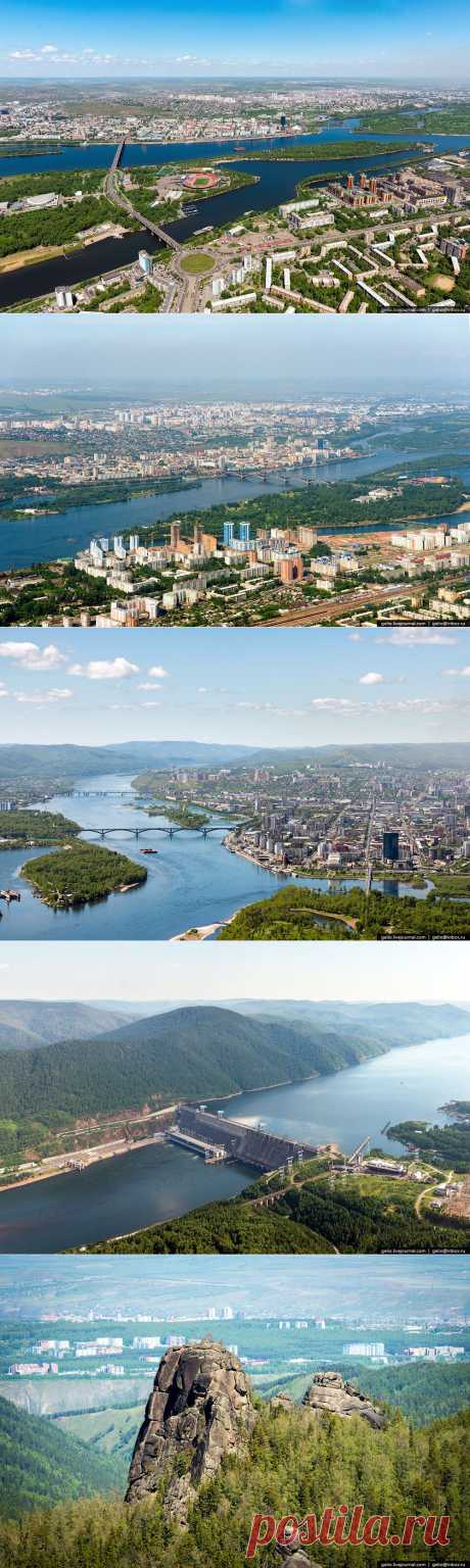 Красноярск и красноярские «Столбы» с высоты
