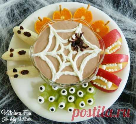 Halloween Greek Yogurt Fruit Dip and Spooky Fruit Snacks - Kitchen Fun With My 3 Sons