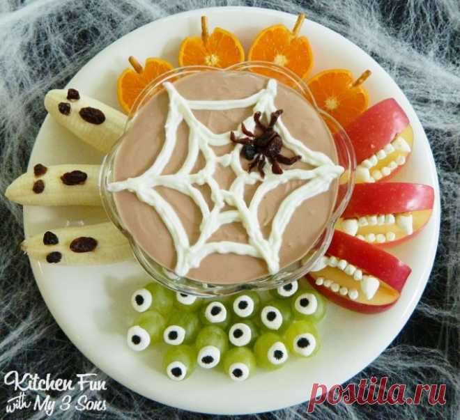 Halloween Greek Yogurt Fruit Dip and Spooky Fruit Snacks - Kitchen Fun With My 3 Sons