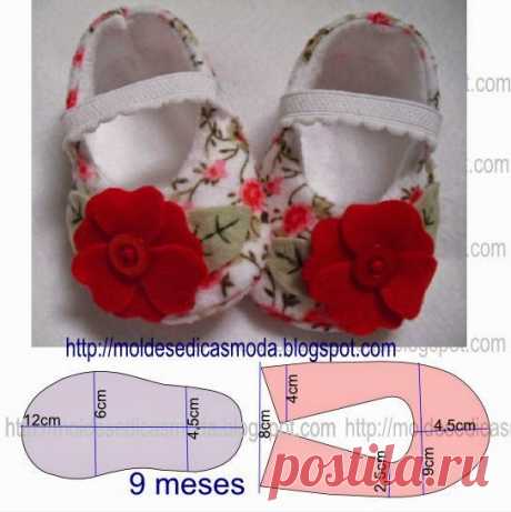 MOLDE SAPATINHO CRIANÇA NOVE MESES - Moldes Moda por Medida