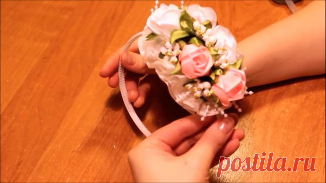 Чайные розы канзаши из лент