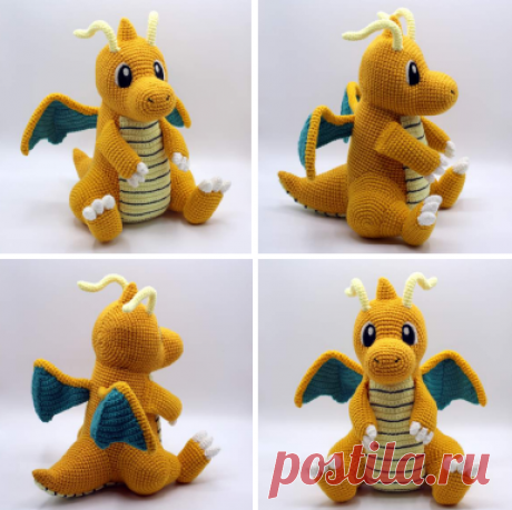 Вяжем крючком покемона &quot;Драгонайт&quot; | Игрушки амигуруми. Akira | Дзен