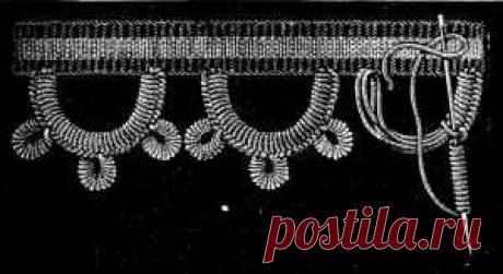 Irish Lace - Chapter XIII - Encyclopedia of Needlework, Irish lace materials, Irish lace patterns, tacking down the braids, bars of different kinds, Insertion stitches