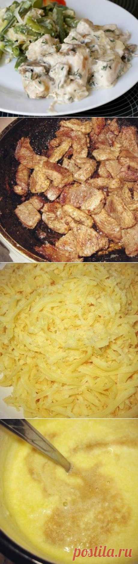 Как приготовить мясо под сырным соусом  - рецепт, ингридиенты и фотографии