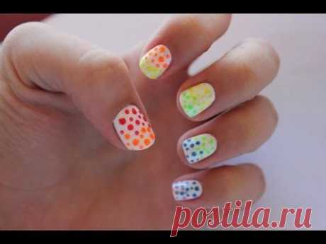 Rainbow dots Nail Art Design | Радужные точки Идея маникюра