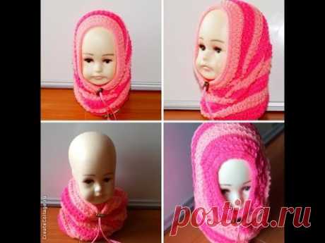 Снуд спицами (knitting a scarf-tube). Данный снуд связан пряжей акрил детский. Этот узор можно вязать не только на круговых спицах, но и прямым полотном, а так же использовать на резинку. Отделка I шнур, в который продет сутажный шнур.