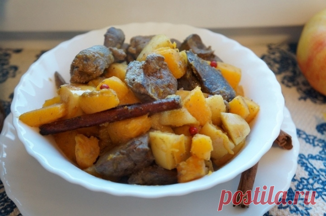 Куриная печень с тыквой и яблоками — Sloosh – кулинарные рецепты