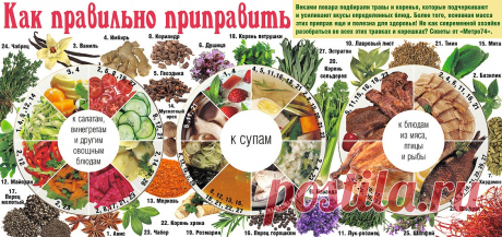 Сочетание специй и пряностей с продуктами Приготовление пищи чем-то похоже на магию – берутся простые, безыскусные продукты, сочетаются в разных комбинациях и вместе образовывают..
