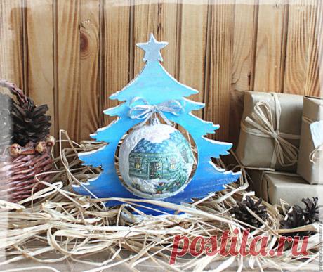 Купить Ёлочка "Маленькая красавица - голубой, елочка, Новый Год, новый год декупаж, новый год подарок