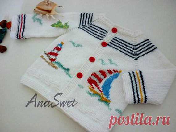 Hand knit baby summer cardigan.Unisex baby cardigan in white.PDF.PC014 This listing is for the PDF of the knitting pattern .Baby cardigan with summer motif. This is a classic cardigan for any boy or girl. The cardigan is knit top down, with buttons half front.  Skill level: Intermediate  Language: English  Size: 18 months - 2yrs  Finished Measurements: Chest: 62cm/24.5”  Length: 34cm/13.5” Gauge: 24 stitches x 34 rows = 10cm (4 in) worked in St.st on 3.5mm (US 4) needles. ...