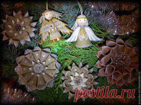 Ёлочные украшения из льняной ткани
