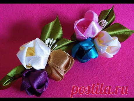 ▶ D.I.Y. Kanzashi inspired Tulip Flower Hair Clips - YouTube