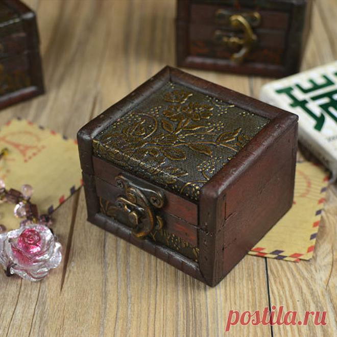 Старинные Ювелирные Изделия Организатор Чемодан Мини Дерево Цветочным Узором Контейнер Ручной Металлический Замок Деревянный Небольшой Коробки подарка Chirstmas купить на AliExpress