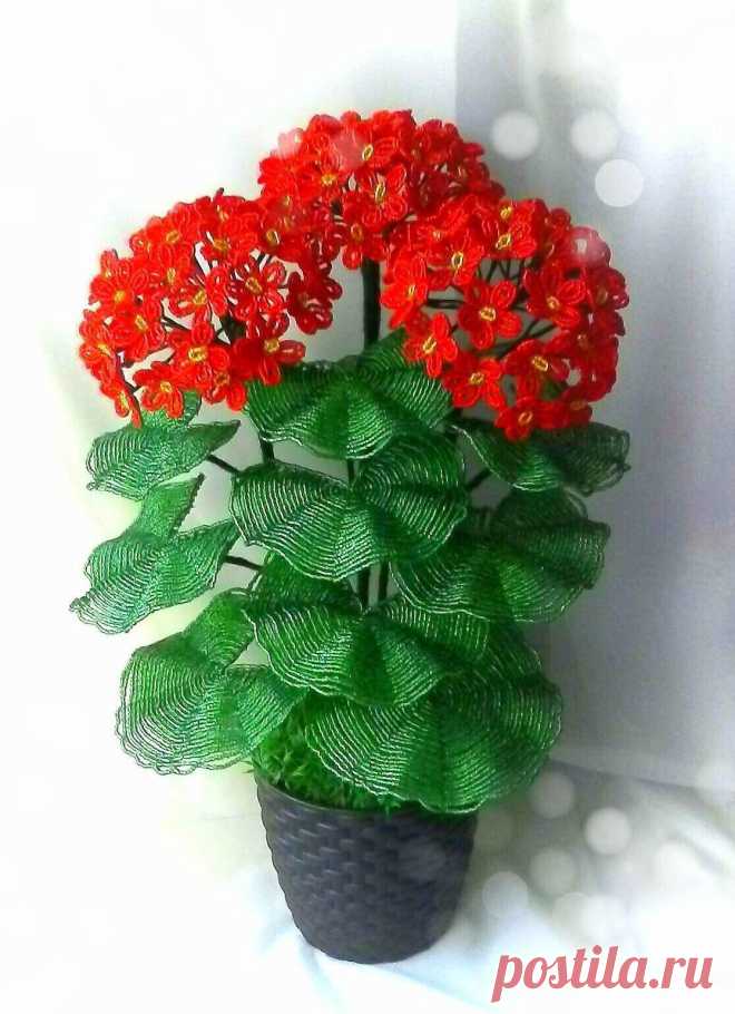 Герань из бисера — Сделай сам, идеи для творчества - DIY Ideas