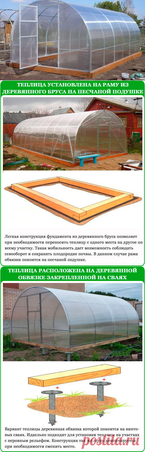 Как построить фундамент из бруса для теплицы из поликарбоната