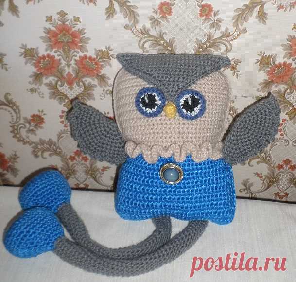 Сова-тянучка, связанная крючком.