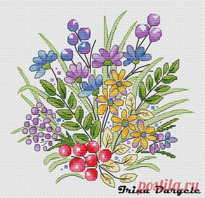 Bouquet Cross Stitch Pattern Pdf Instant Download Flower Cross Stitch Summer Cross Stitch Nature Cro… D81