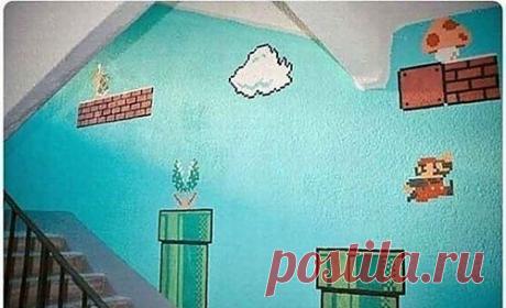 Марио в подъезде / Городская среда (граффити, снеговики, ets) / ВТОРАЯ УЛИЦА